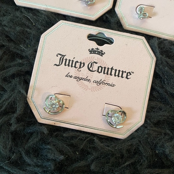 3/$25 Juicy Couture Silver Tone Heart Stud Earrings NWT - Picture 2 of 8
